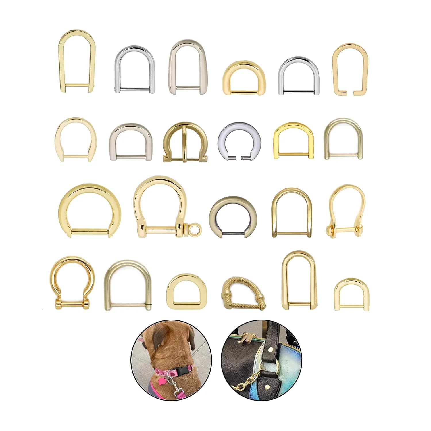 Heavy Duty Vintage Metal Antique Brass Welded Aluminum Bag Webbing Hardware, front view