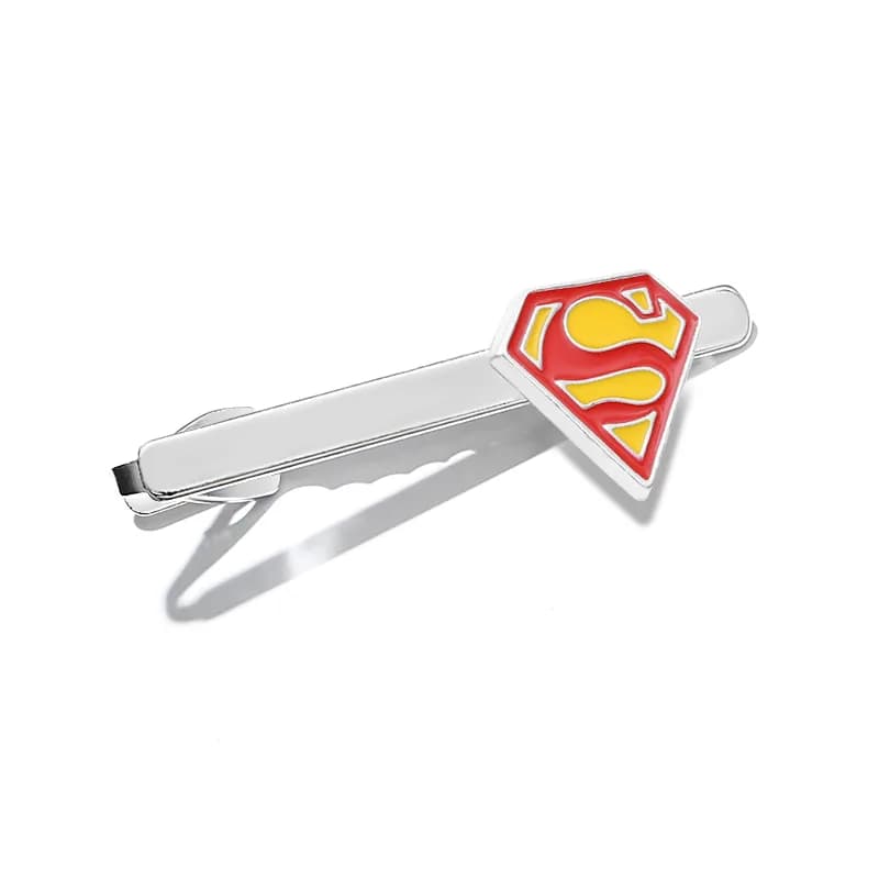 Custom Fashion Vintage Metal Tie Clip Cuffs Super Hero Enamel Cufflinks Gift, front view