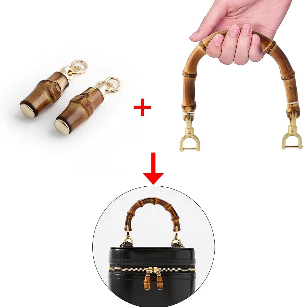 Natural Bamboo Zipper Pull & Handle Set - Polished Round Bamboo Hardware, front view