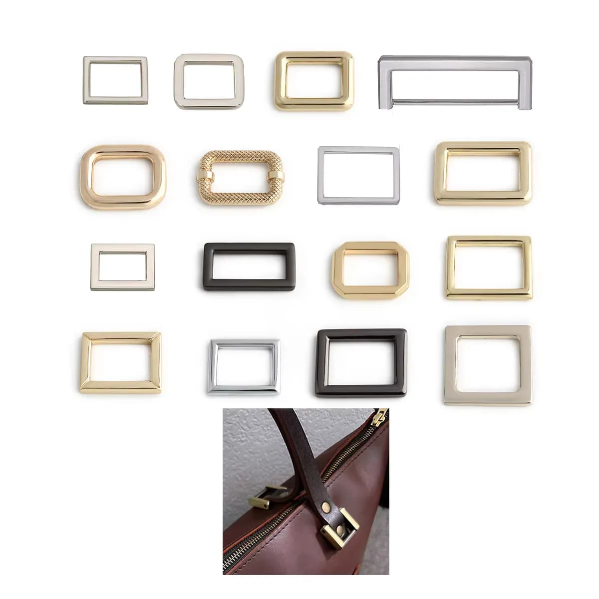 Customize Strong Eco-Friendly Metal 1.2" 32mm Black Matt Gold Rectangle Shape, front view