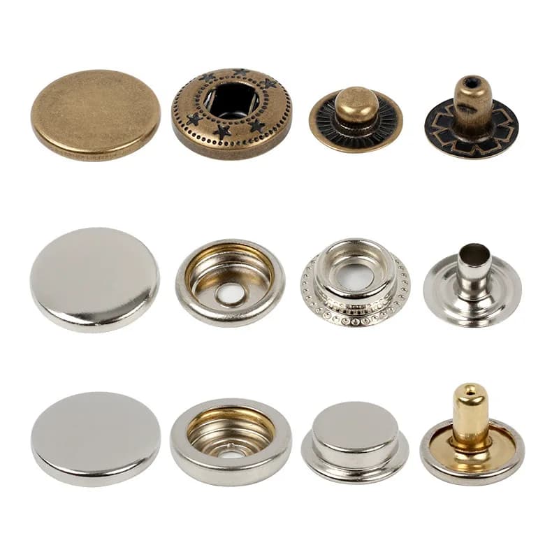Custom 4 Parts Snap Button 20mm Metal Brass Jeans Button 15mm for Cloth Nickel, front view