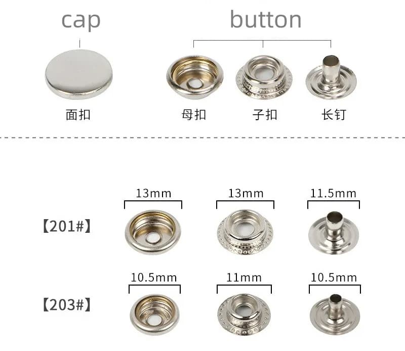 Custom Snap Button Accessories Round Press Shirt Bag Cloth Brass Metal Metal, front view