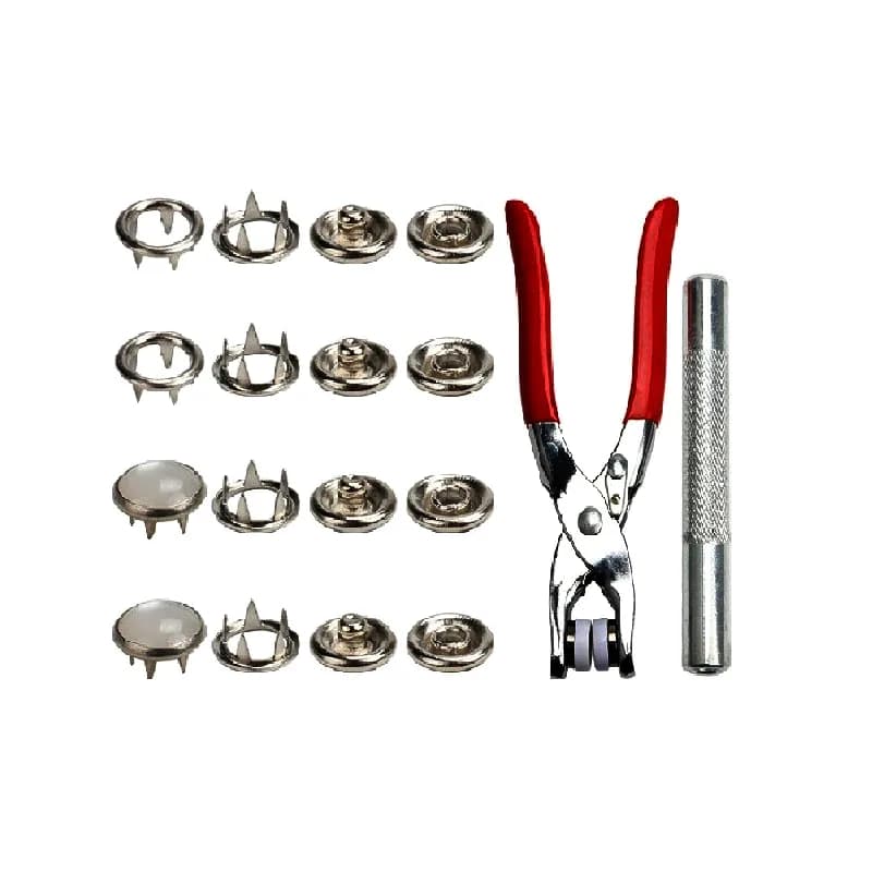 Customized Clothing Pearl Shape Round Metal Snap Button Ring Brass Four Parts, front view