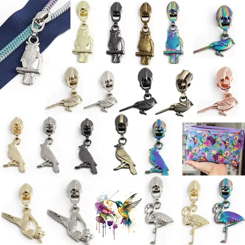 Bird Shape Metal Zipper Pulls 5# Nylon Clothes Zipper Sliders, front view