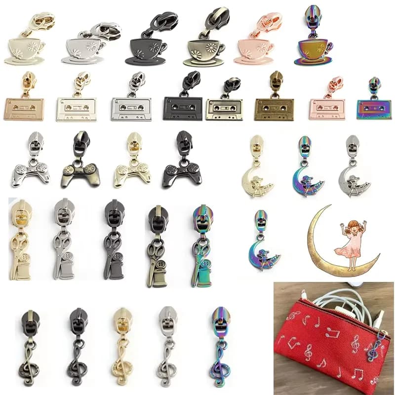 Custom Easy to Install Plating Zipper Sliders Alloy 5# Nylon Zipper Sliders, front view
