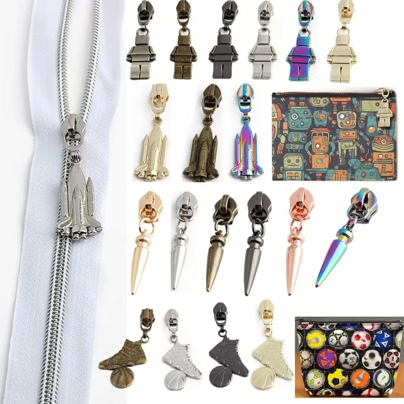Bag DIY Accessories Custom Zipper Puller Zinc Alloy 5# Nylon Personalized Design, front view