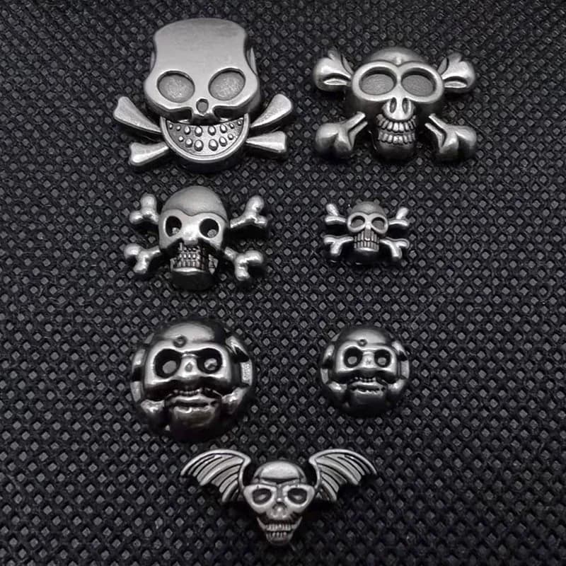 In Stock Metal Designer Rivet Button Conchos Decorative Ghost Head Skull for, front view