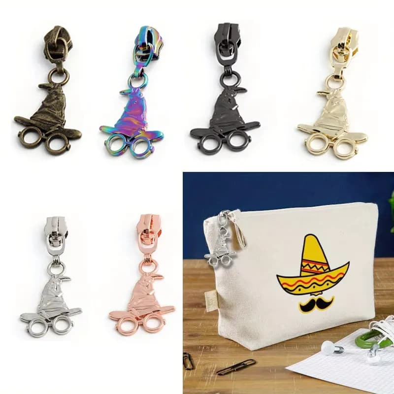 5# Nylon Zipper Puller Festival Element Design Zip Slider Metal Zipper Puller, front view