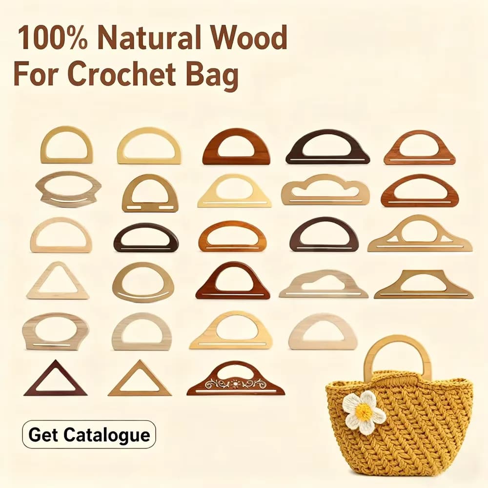 Custom Size Wooden Bag Handles - Solid Natural Wood D/I/Y Replacement Handle, front view