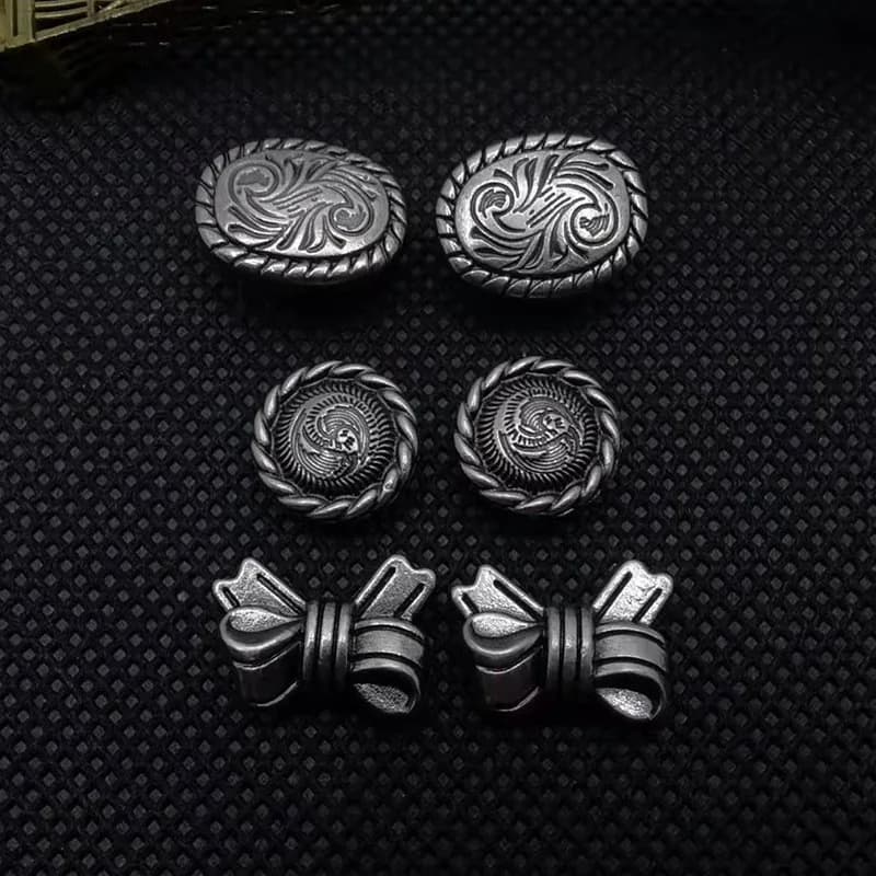 Custom Logo Zinc Alloy Jeans Buttons and Rivets Denim Garment Metal Flower, front view