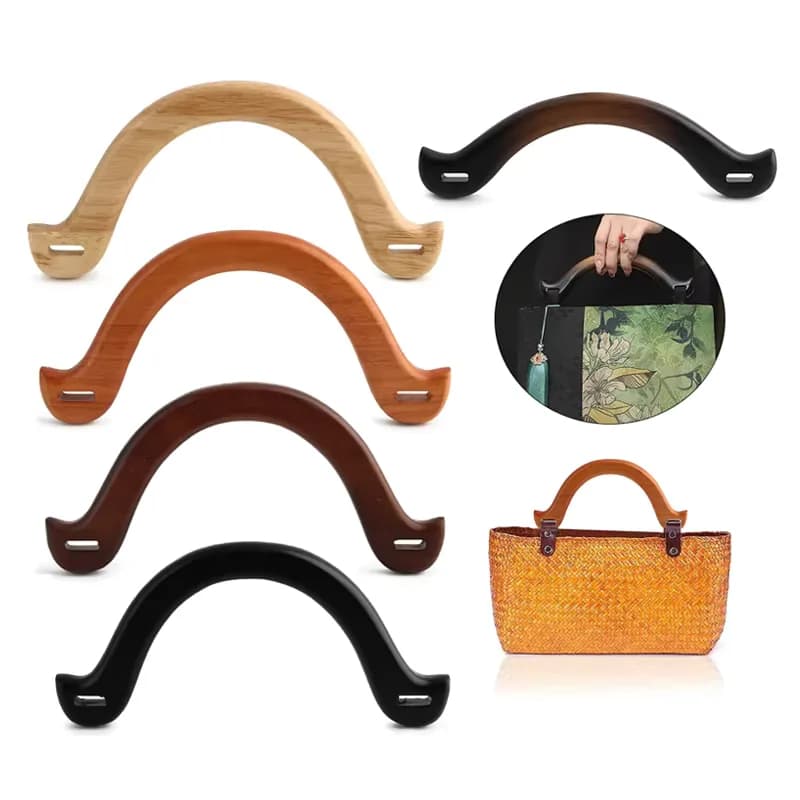 Wood Handles for Bags, Bag Making Supplies, Handcraft Material for Handbags, front view