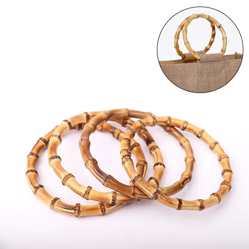 Round Bamboo Bag Handle - Multiple Sizes Natural Bamboo Handles for DIY Purse, front view