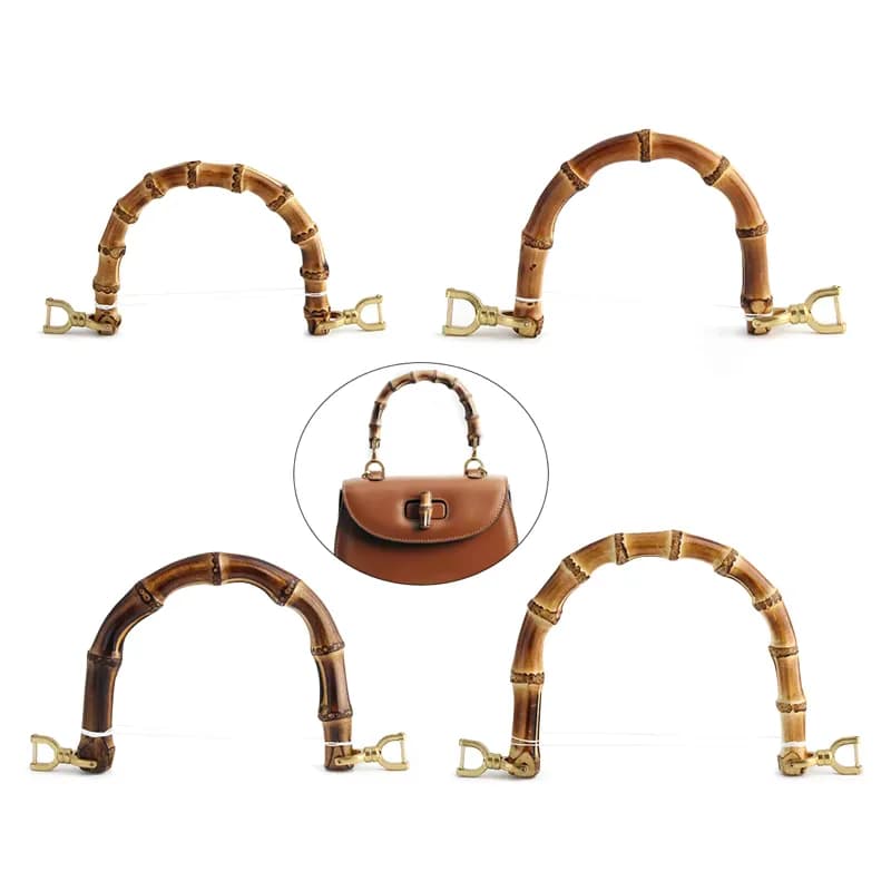 Fashion Bamboo Handle With Buckle Accessories U Shape Handles for Women, front view