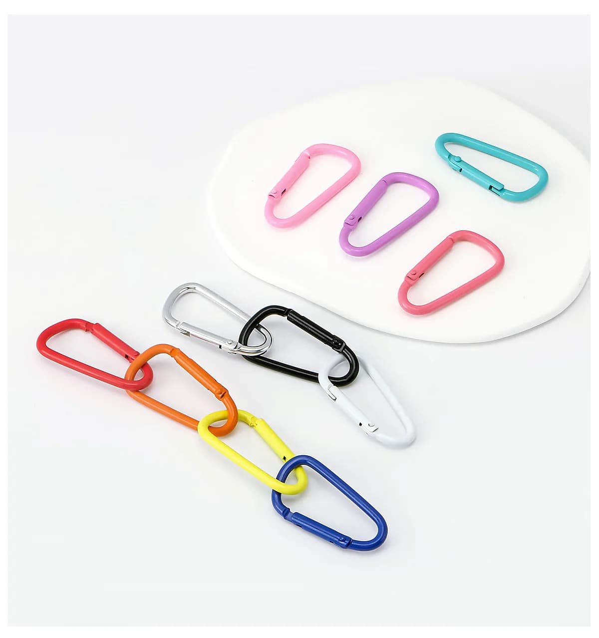 D-shaped Aluminium Alloy Spring Hooks Multicolour Carabiner, front view