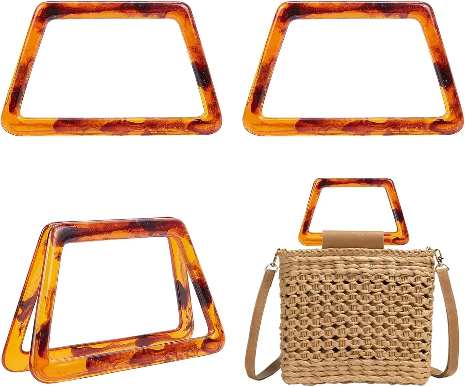 Unique Resin Bag Handles Multiple Style Decorative Replacement Handles for DIY, front view