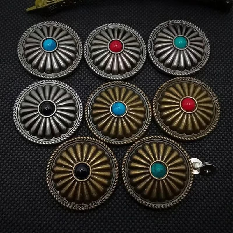 Factory Price Conchos Turquoise Metal Western Conchos With Screw for, front view