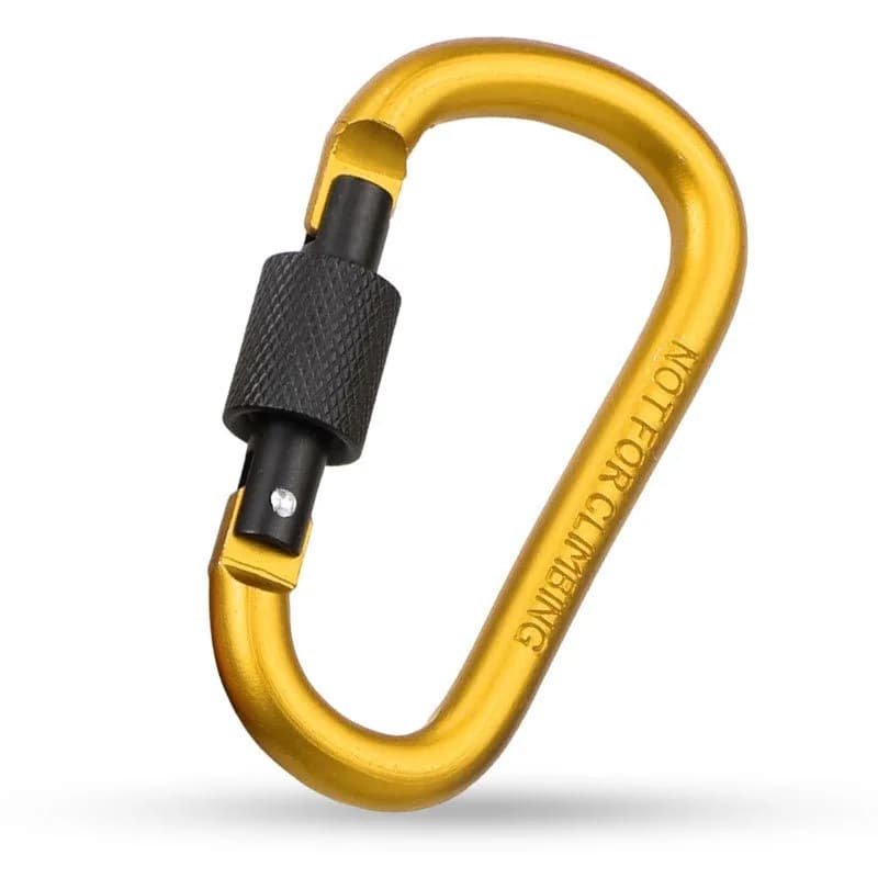 8cm Aluminium Carabiner Snap Hook D Shape Type Ring Carabiner Clip With Lock, front view