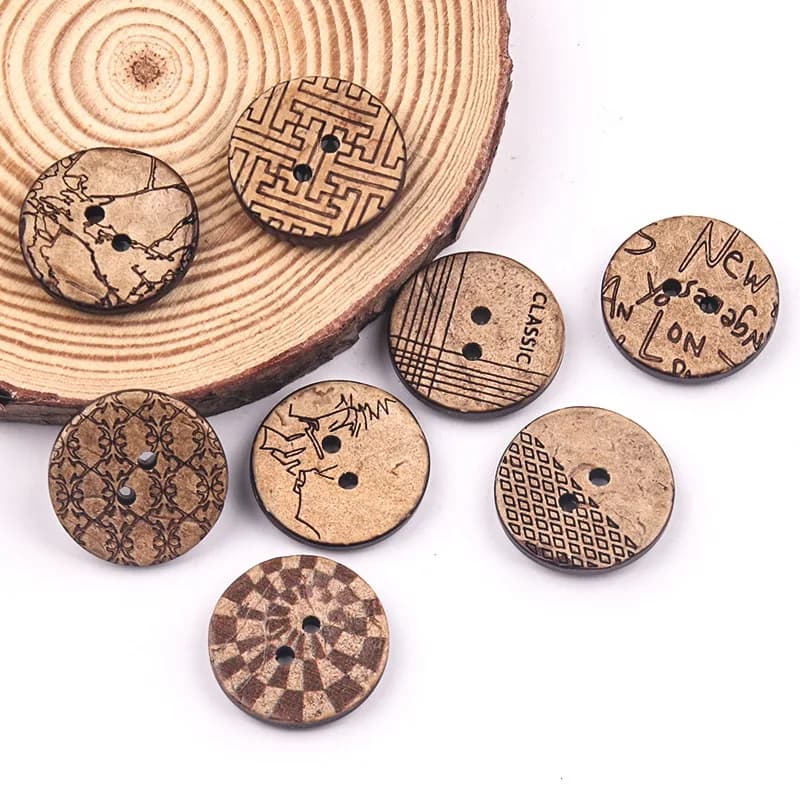 Two Eyes Natural Coconut Button for Round Shirt Button Casual Shirt Sweater, front view