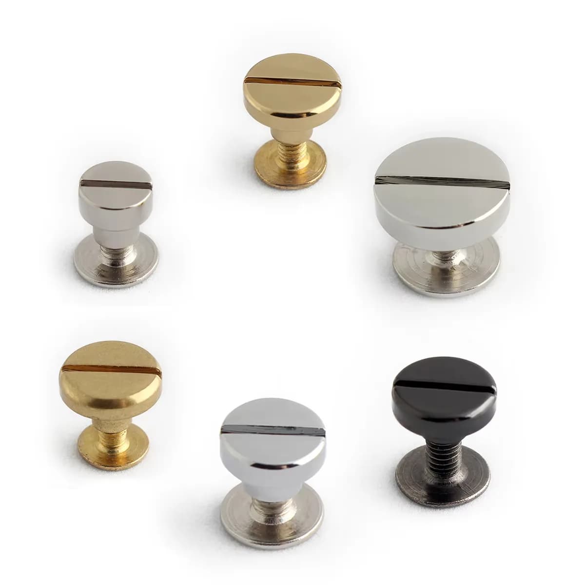 Custom Size/Style Metal Brass Chicago Screws Nail Stud Rivets Round Head Stud, front view