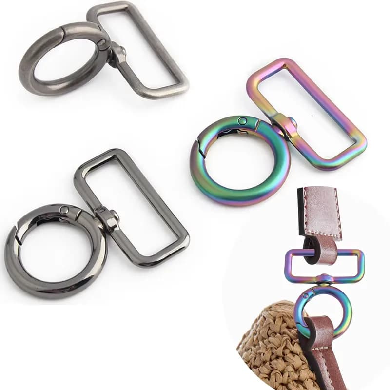 32mm Zinc Alloy Hook Buckle Bag Hardware Accessories Hanging Ring With Square, front view
