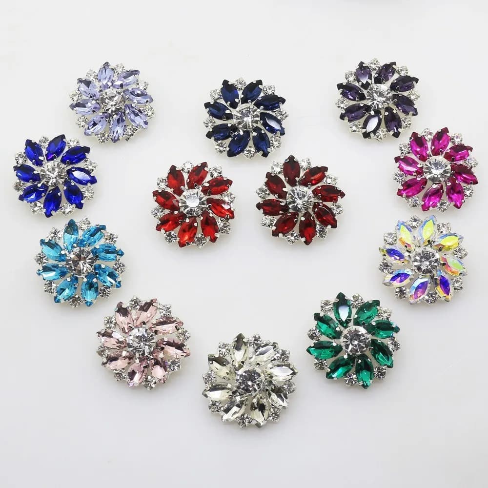 DIY Accessories Eco-Friendly Rhinestone Sew-On Button with Sustainable Shank, front view