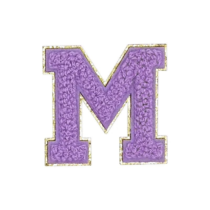 2.1 Inch Patterns Letters Seamless Patches Iron on Initial Alphabet Gold Glitter Sticker Chenille Letter Patches for Clothing - view 1