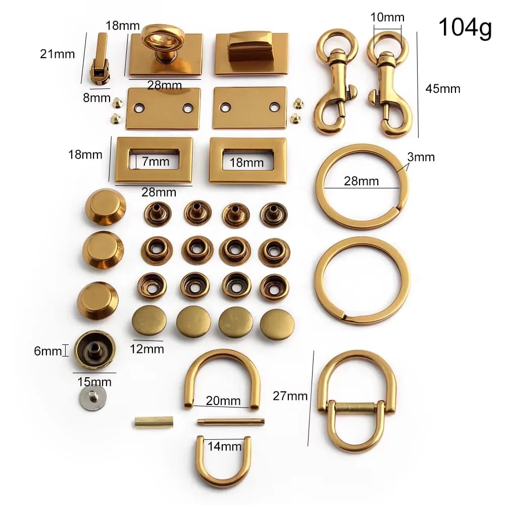 Metal Purse Hardware Lock Buckles Rivets Bag Making Assortment Kit for DIY, front view