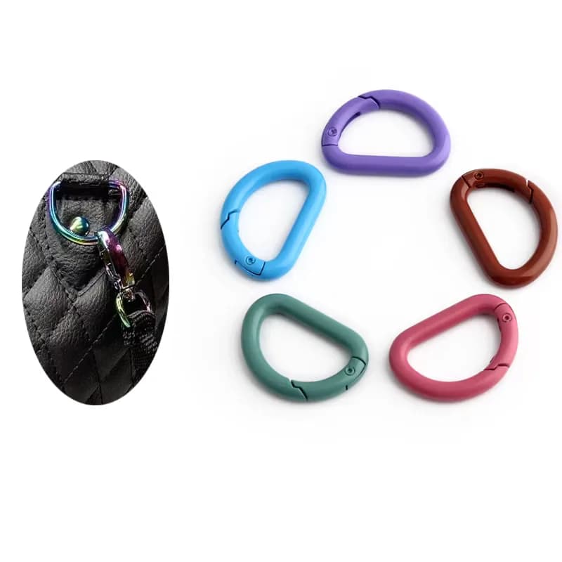 Alloy Spring Screw Gate D Ring Removable Ring Leather Bag Belt Strap Buckle Snap, front view