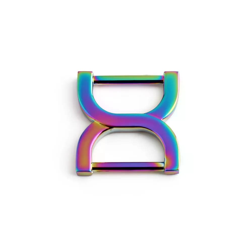 Double D Rings Rainbow Color 38mm Strong Adjustable Buckle Customizable Logo, front view