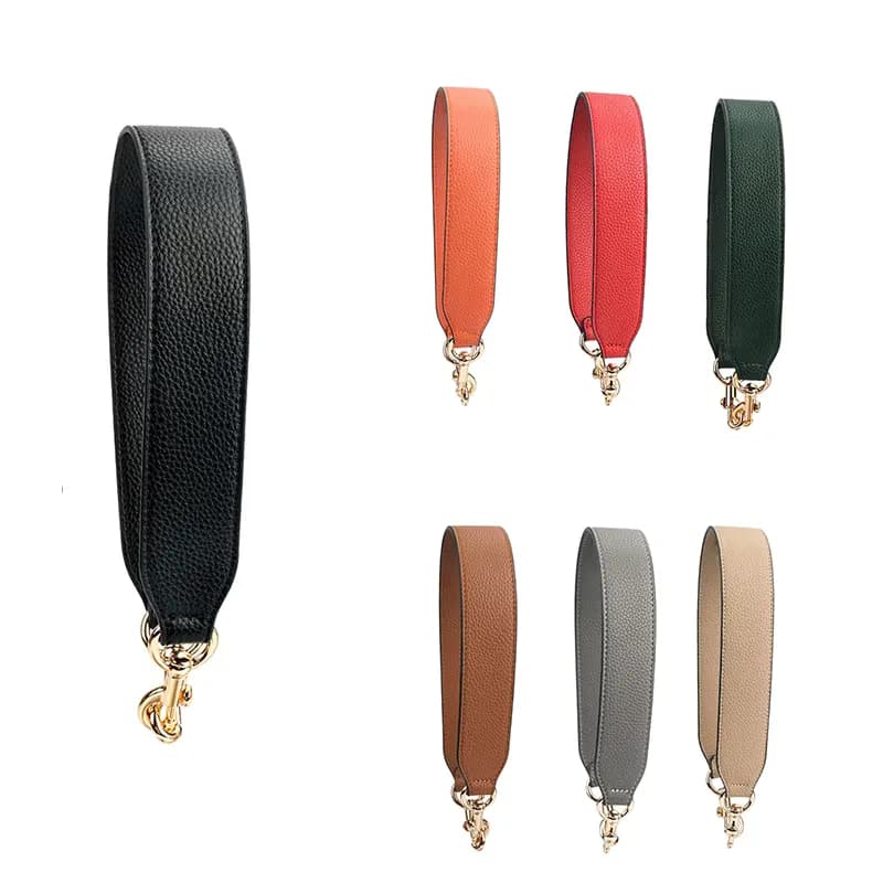 Fashionable Lychee Pattern Imitation Cowhide Leather Shoulder Wide Strap, front view