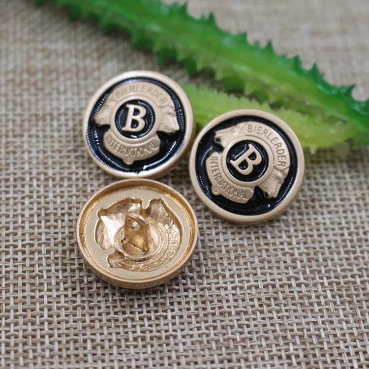 22mm Round Shank Button in Misty Gold Metal, Specifically Designed for Hand, front view