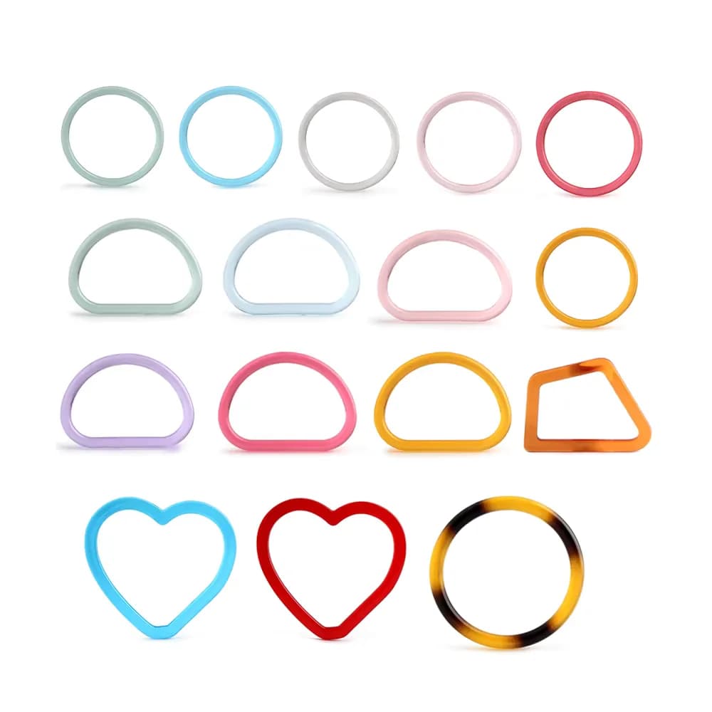12cm Durable Multi Color Transparent Colorful Acrylic Round Beaded Bag Handle, front view