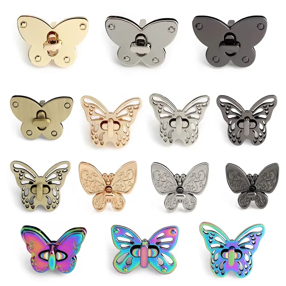 Fashion Metal Butterfly Turn Twist Lock Alloy Bag Purse DIY Hardware Accessories, front view
