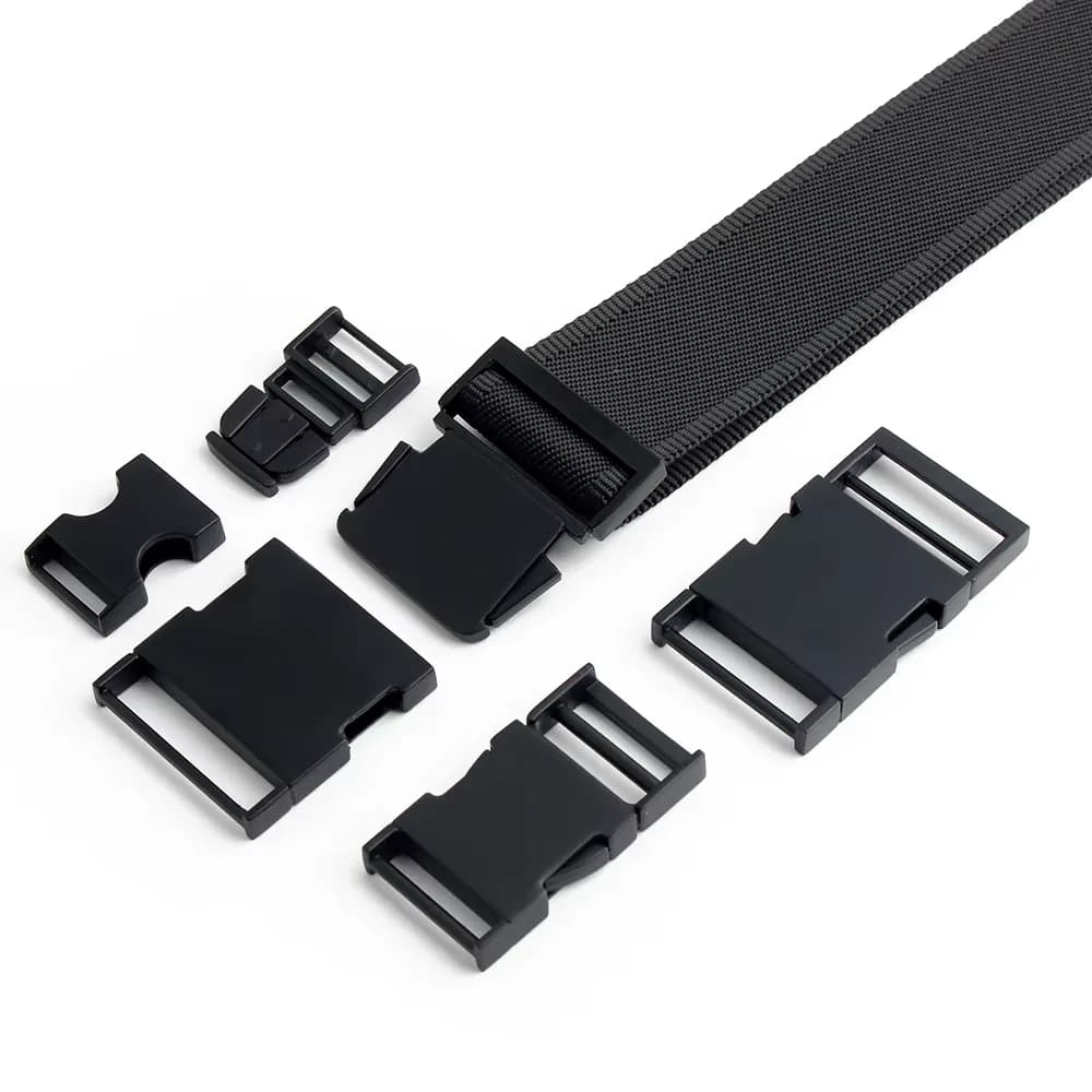 Dark Black Color Metal Side Release Buckle Adjustable Accessories Zinc Alloy, front view