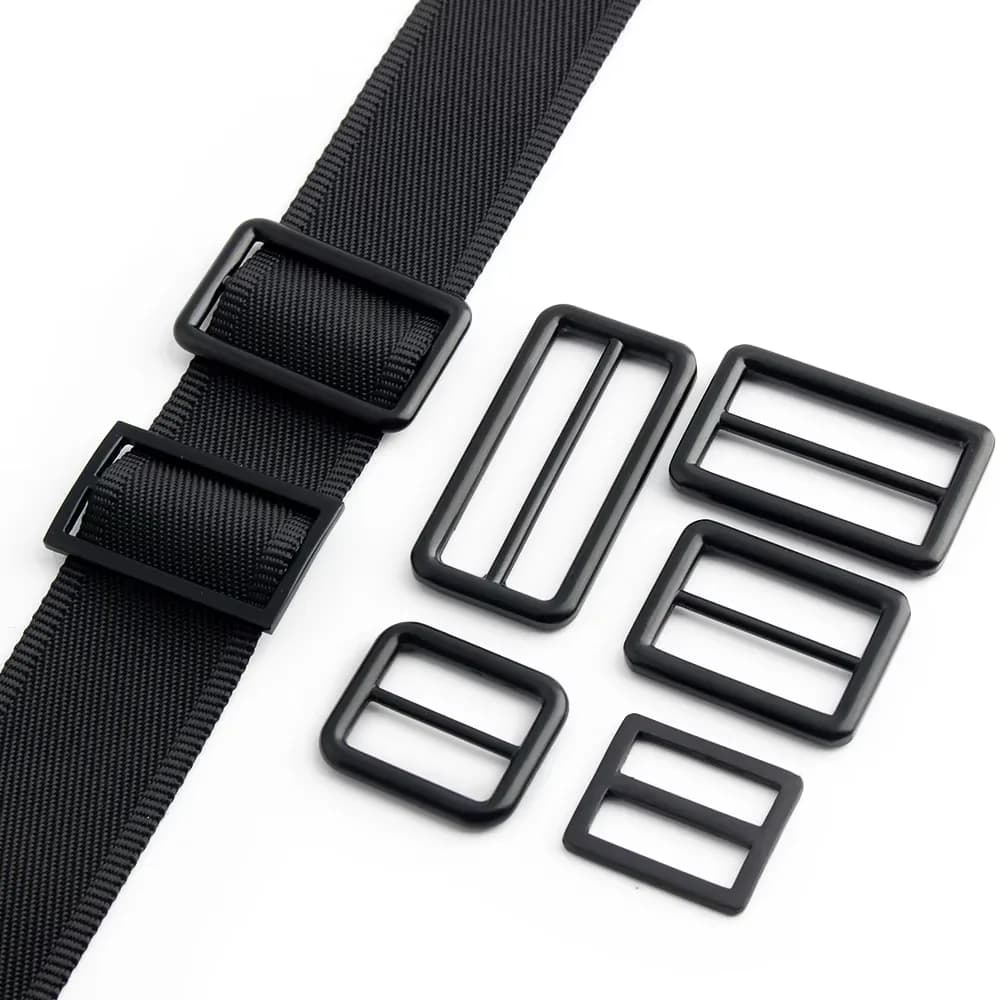 Dark Black Color Metal Adjustable Slide Buckle Hardware Accessories Bag Shoulder, front view