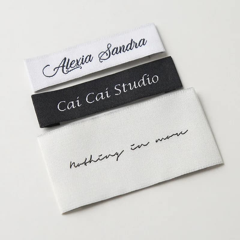 Custom Clothing Size Labels Clothing Garment Satin Woven Label Clothing Labels Center Fold - view 1