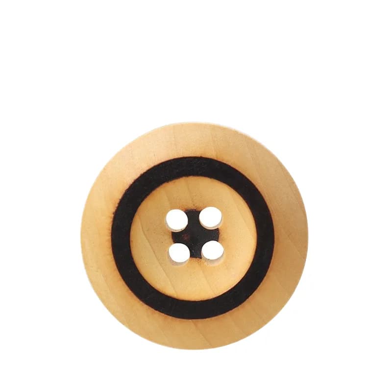 Cottonwood Burning 18L-40L Natural Wooden Buttons for Clothing Plated and, front view