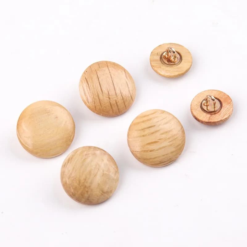 Large round Mushroom-Shape Flatback Loop Buttons Sustainable Wood Cloth, front view