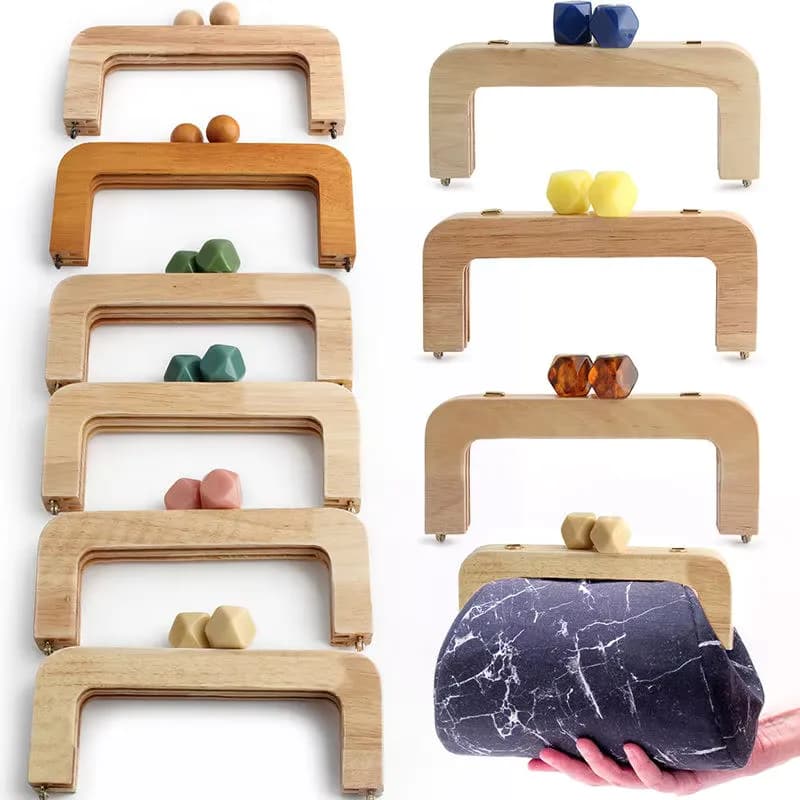 20x8cm Wooden Bag Handle - Solid Natural Wood Handles for DIY Bags, Purse Making, front view