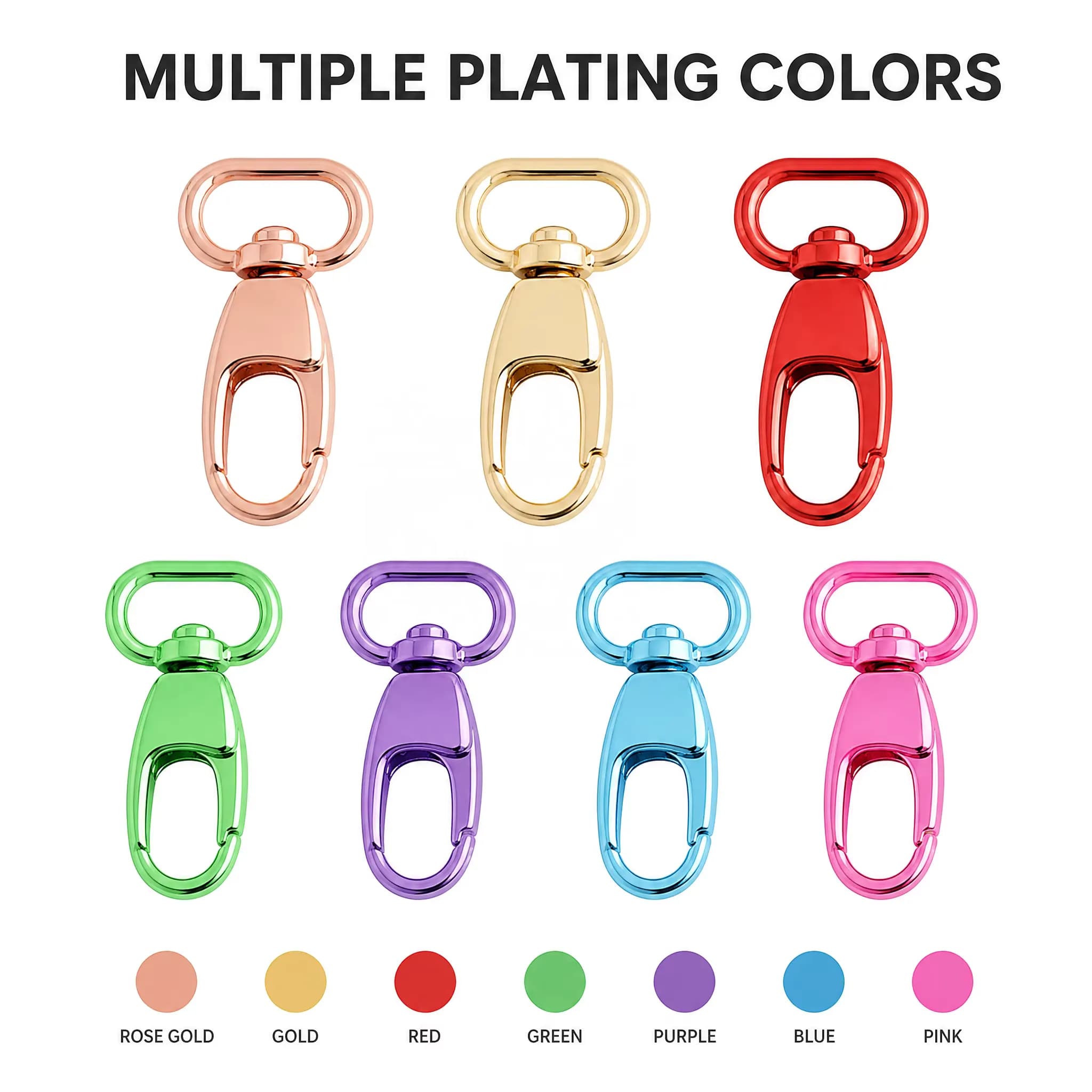 Colorful Metal Swivel Snap Hook for Bag Making Accessories Zinc Lobster Claw, front view