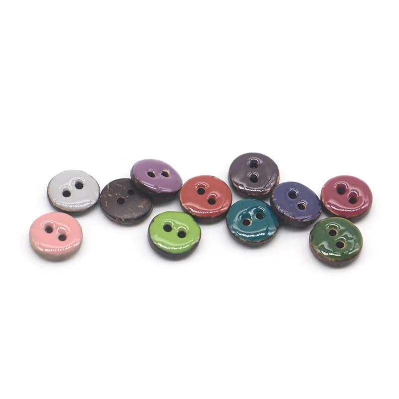 New Arrival 2-Hole Coconut Buttons Eco-Friendly and Colorful Paint Natural, front view