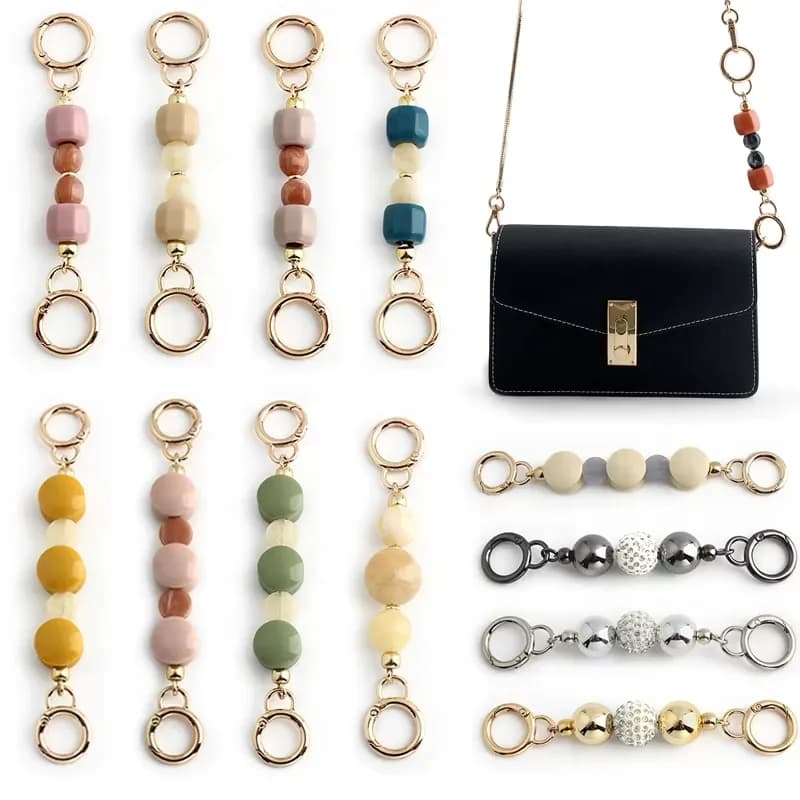 Purse Strap Extender Chain with Exquisite Charms - Decorative Replacement Chain, front view
