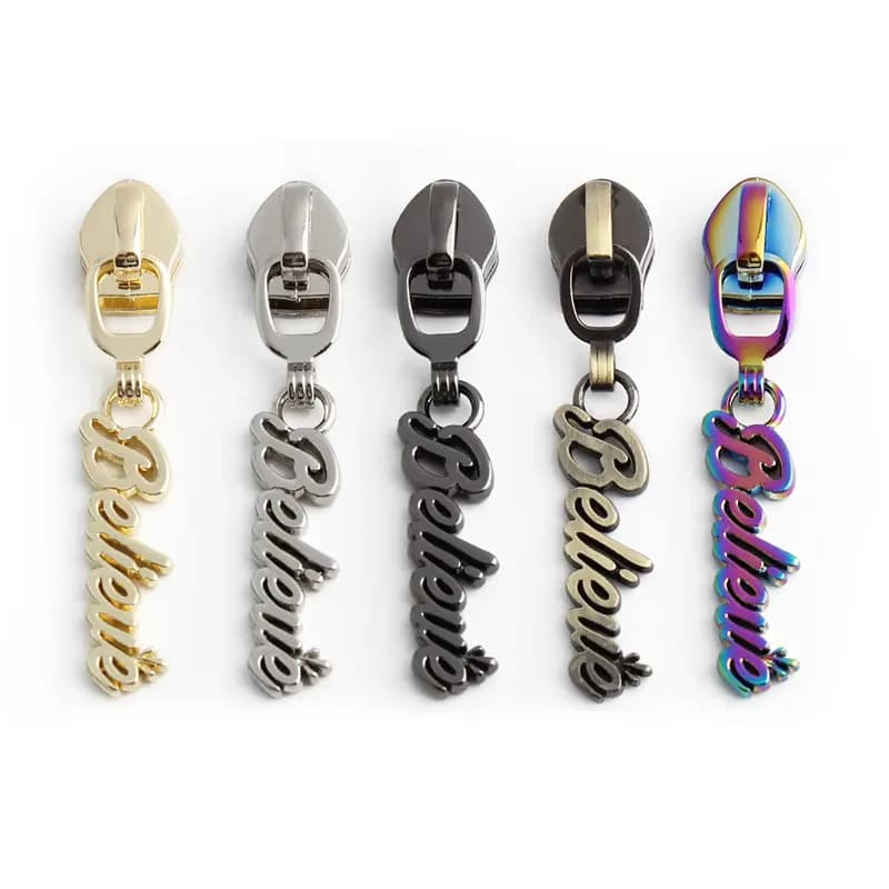 Customized Zinc Alloy Die Casting Zipper Puller, #5 Metal Zip Slider Head, front view