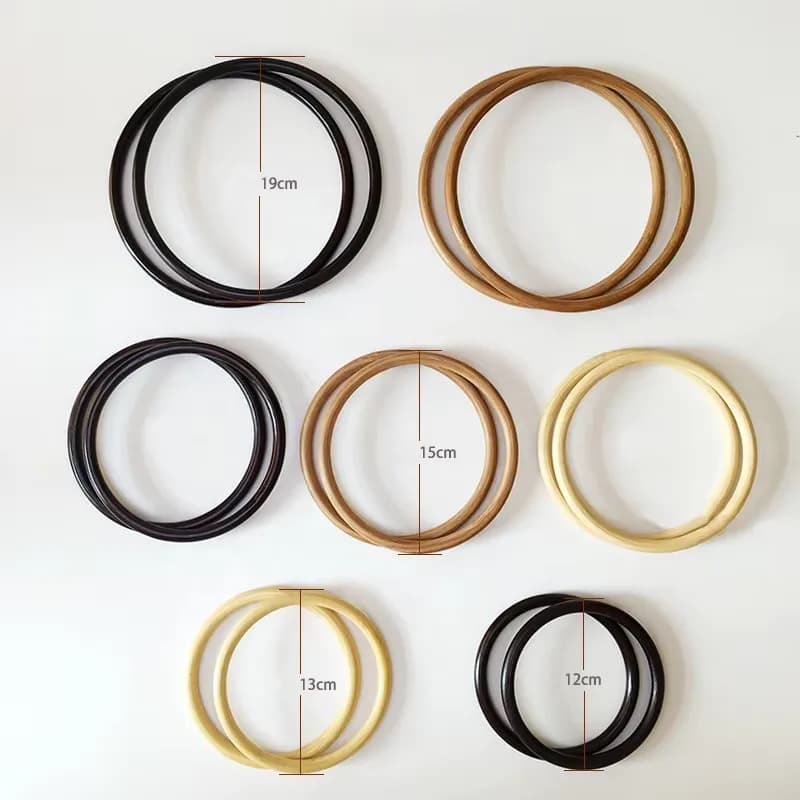 Carbonized Seamless Bamboo Rings - Natural Bamboo Hoops for Bag Making & Crafts,, front view