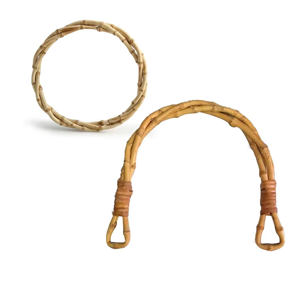 3-Strand Twist Bamboo Handle - Natural Bamboo Replacement Handle for DIY Handbag, front view
