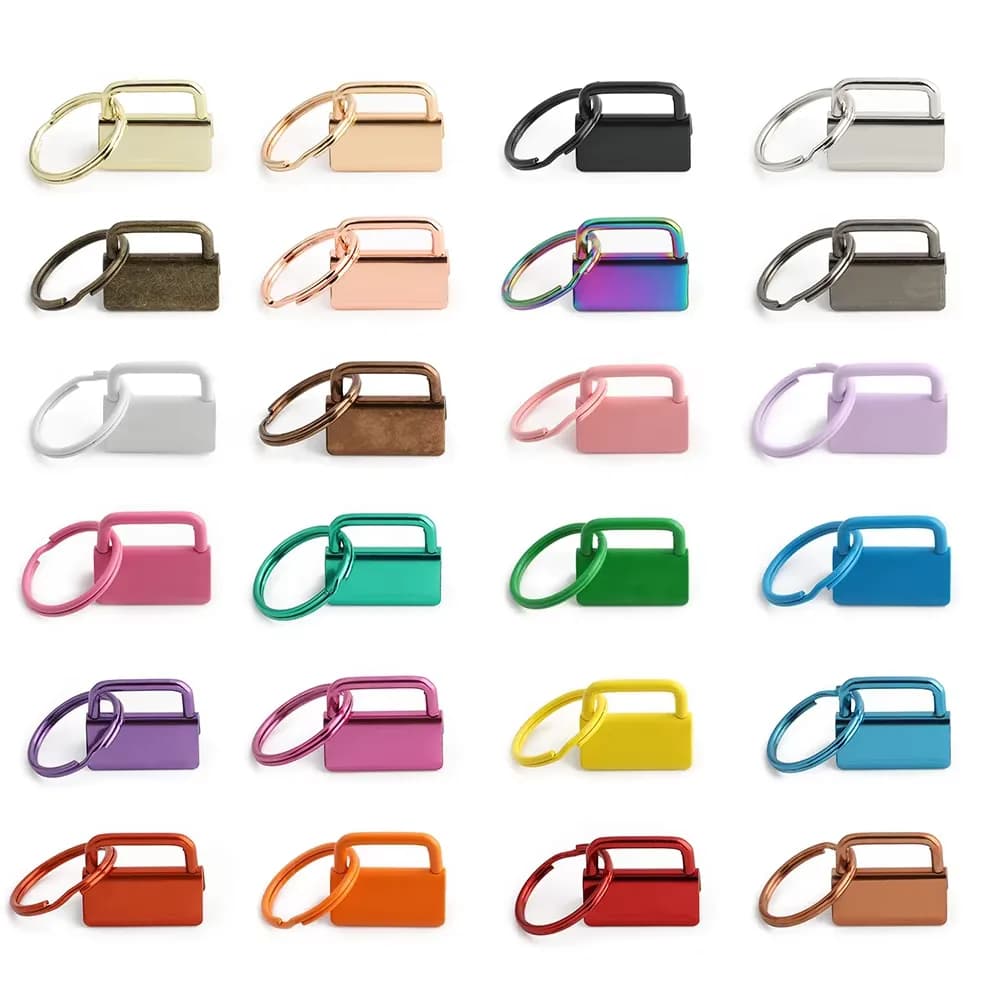 Hanging Plating Metal Colorful Painting 1 Inch Key Fob Hardware Key Chain, front view