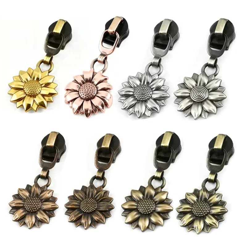 #5 Sunflower Zinc Alloy Nickel-Free Durable Non-Lock Zipper Slider Nylon Zipper, front view