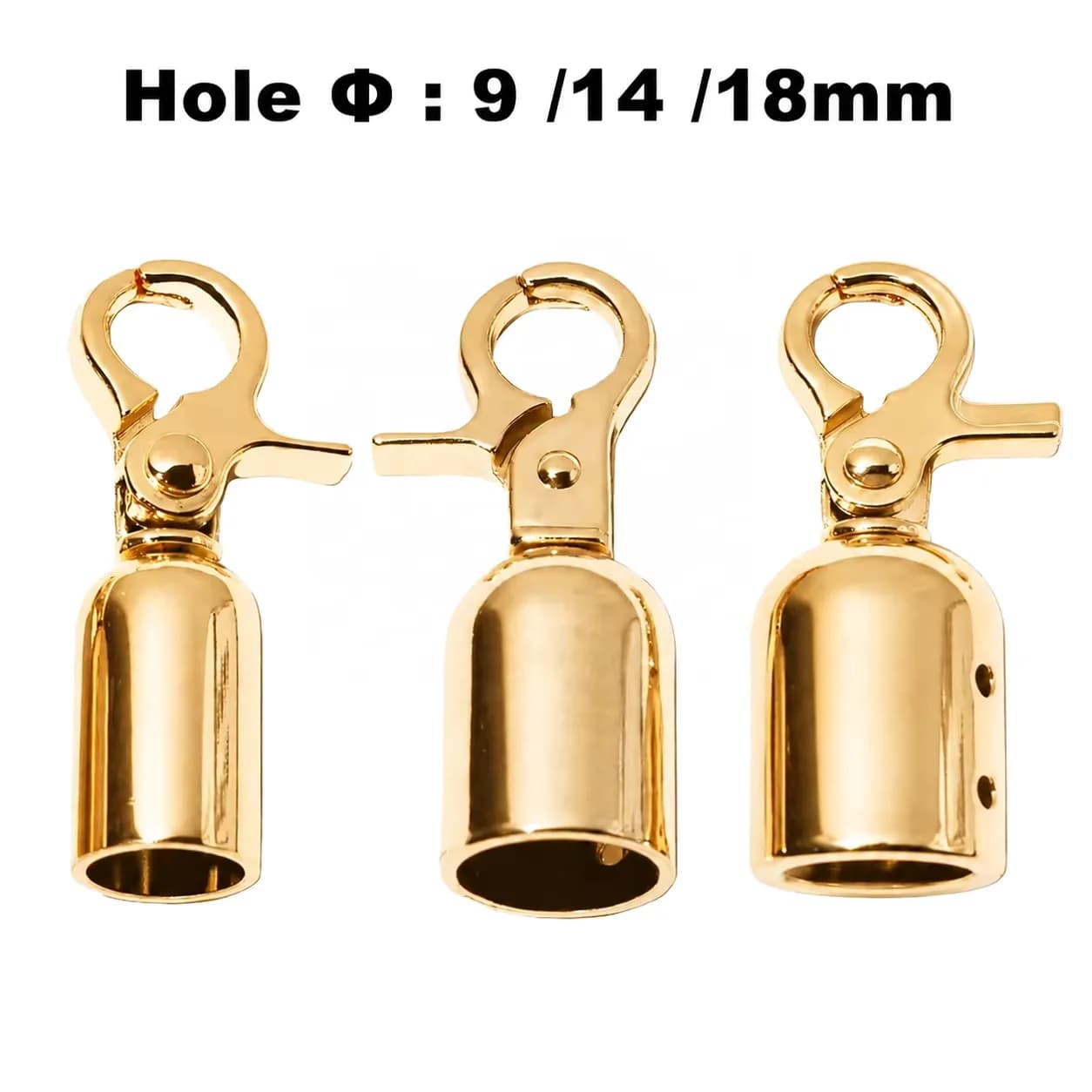 9/14/18mm Metal Clasps Cap Strong Durable Heavy Duty Safety Rope Stopper Cord, front view