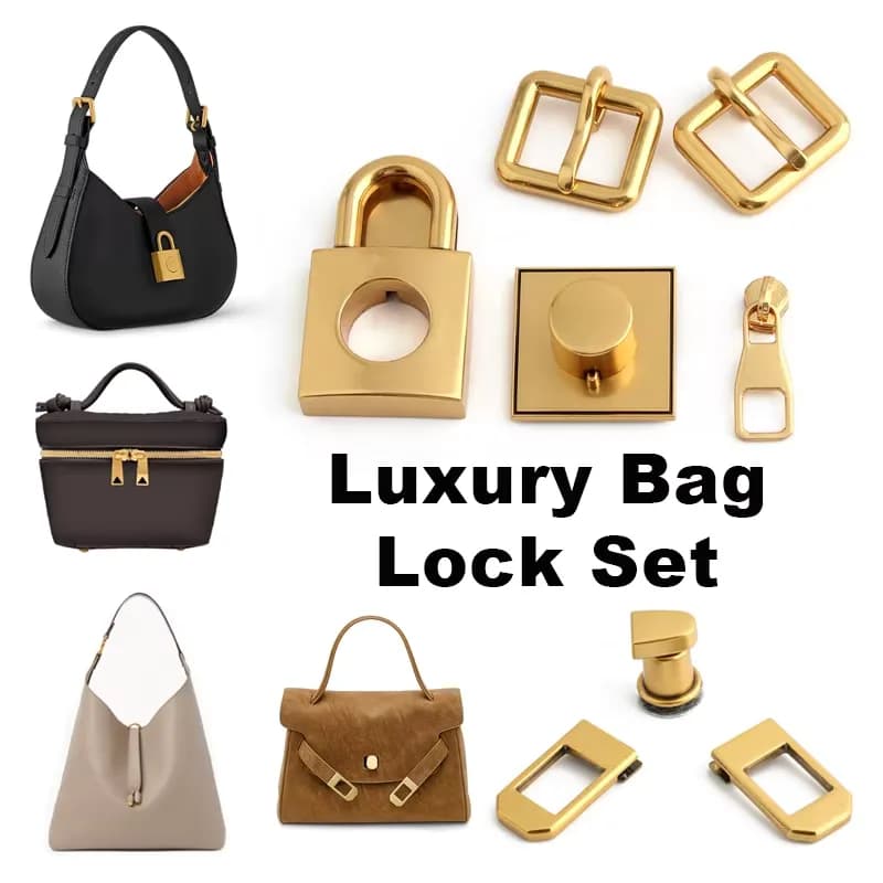 Bag Hardware Full Set Kit Metal Clasps,Locks Snap for Handbag Purse Making, front view