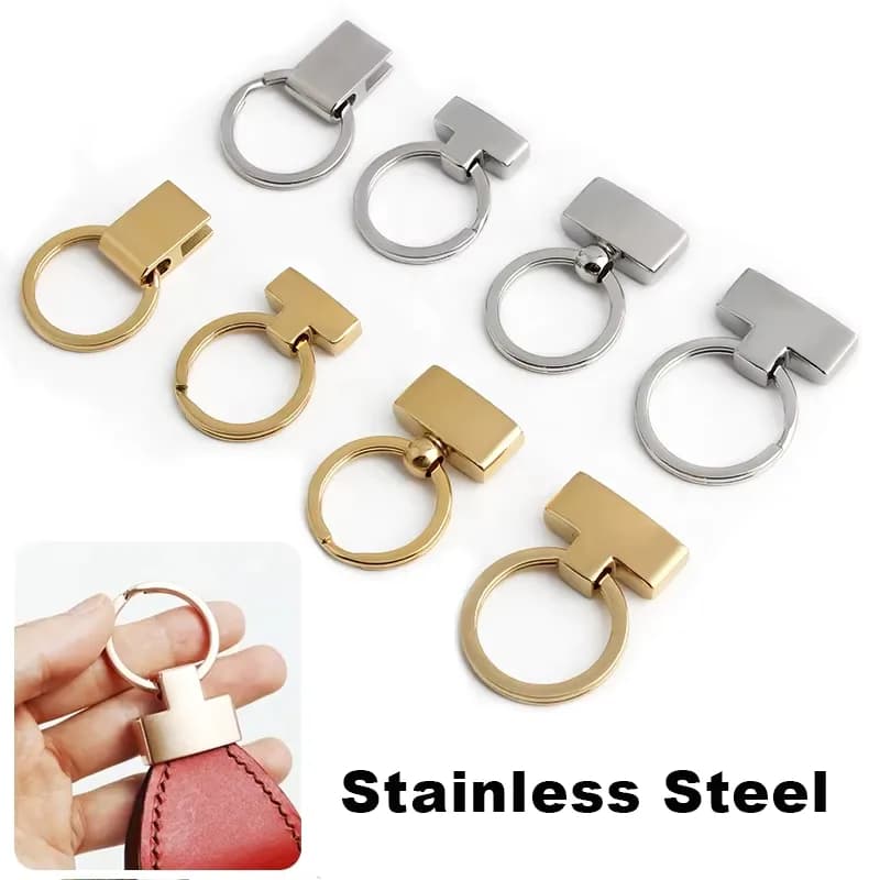Stainless Steel Custom Logo Key Holder Keychain with Split Ring Nickel-Free, front view